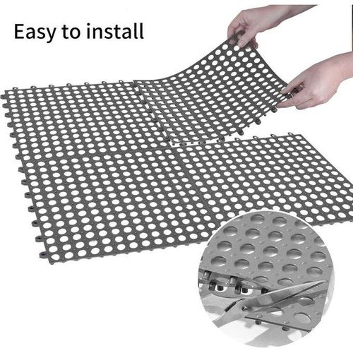 16Pack Interlocking Floor Tiles Soft PVC Non Slip Shower Floor Mat,Non-Slip Pool Bathtub Drain Tiles for Flooring,Splicing Waterproof Mat for Bath,Garden,Shower,Pool,Gyms,Deck,Gray