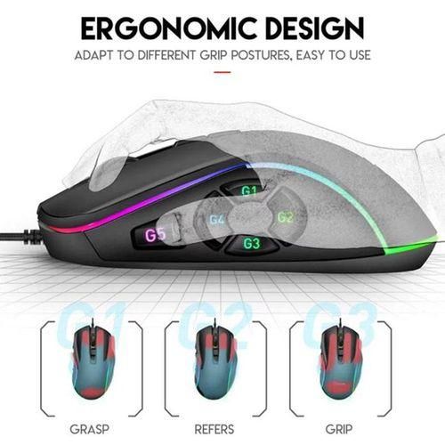 1PC Professional RGB 10 Keys Gaming ESports Optical Mechanical Wired Mouse 7200 DPI for PC Laptops black