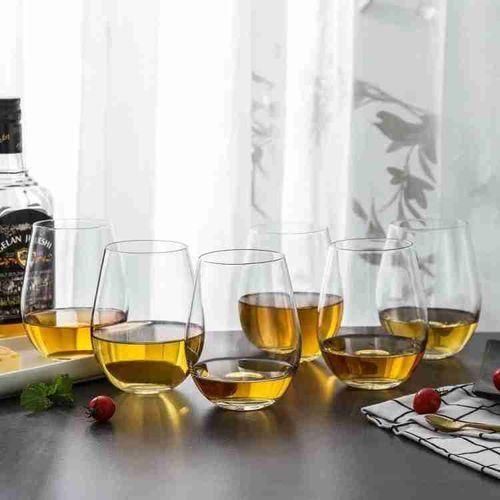 Set Of 6 Oval Drinking Glasses - Clear