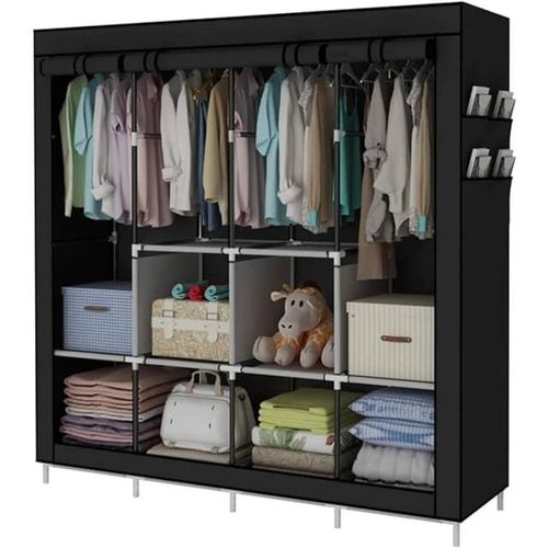 4 Column Wardrobe-Black