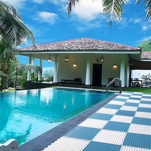 20Pcs Interlocking Soft PVC Floor Tiles, No-Slip Pool Shower Bathroom Kitchen Mat with Drain Hole 11.8'' x 11.8'' Decking Tiles Outdoor and Indoor (20Pcs Blue)