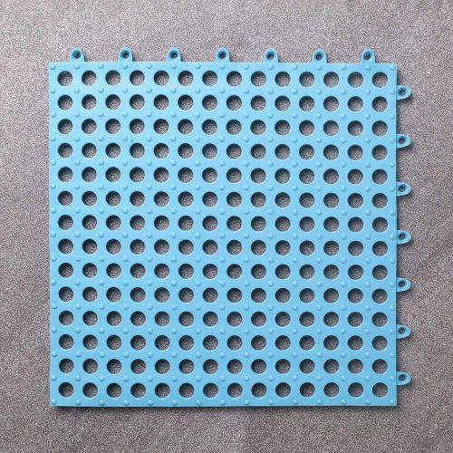 20Pcs Interlocking Soft PVC Floor Tiles, No-Slip Pool Shower Bathroom Kitchen Mat with Drain Hole 11.8'' x 11.8'' Decking Tiles Outdoor and Indoor (20Pcs Blue)