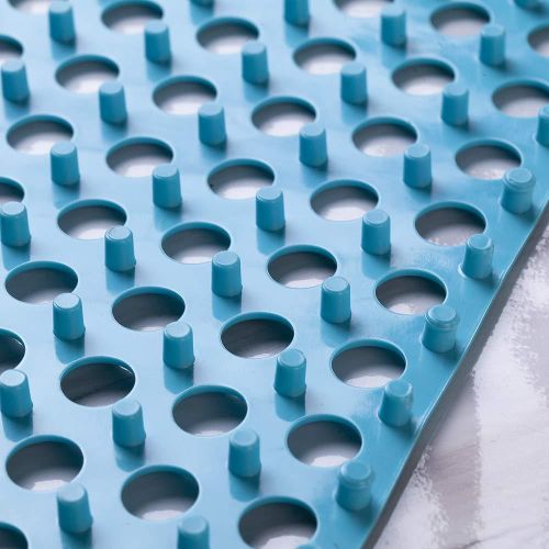 20Pcs Interlocking Soft PVC Floor Tiles, No-Slip Pool Shower Bathroom Kitchen Mat with Drain Hole 11.8'' x 11.8'' Decking Tiles Outdoor and Indoor (20Pcs Blue)