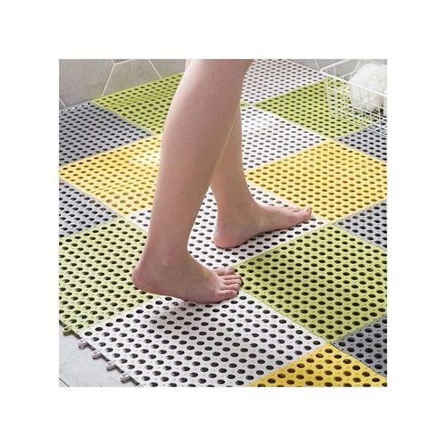 4Pcs Interlocking Non Slip Bathroom Floor Tiles Rubber Mat For Toilet Kitchen Swimming Pool Balcony Pet (30x30cm) - Multi-colours.
