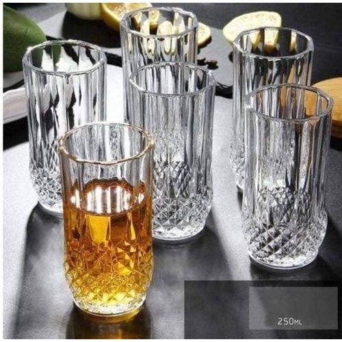 Elegant Crystal Clear Drinking Glasses - Set of 3