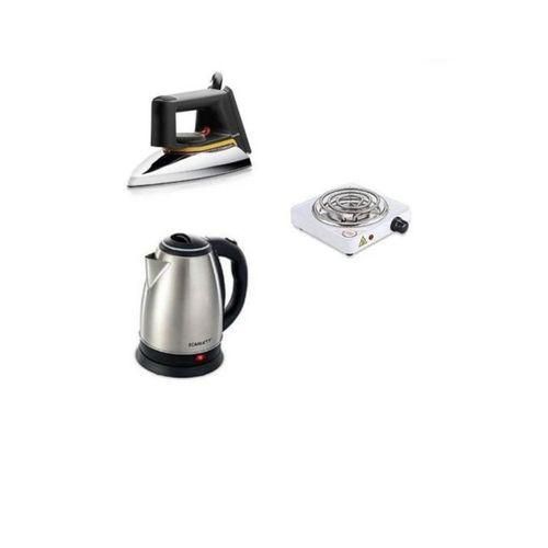 Original 2L Electric Kettle, Flat Iron & Single Coil Hotplate - Silver UGX 83,000 UGX