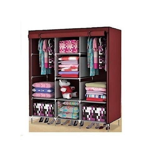 Elegant 3 Columns wardrobe-maroon