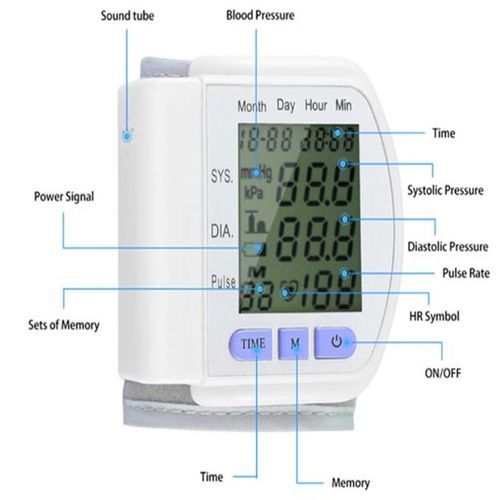 Digital Blood Pressure Monitor With Wristband -White