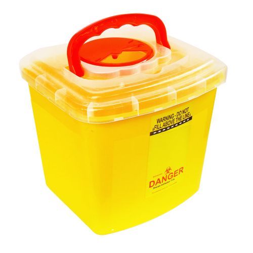 Biohazard Needle Disposal Waste Bin  7 litres  Yellow