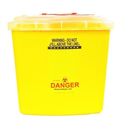 Biohazard Needle Disposal Waste Bin  7 litres  Yellow