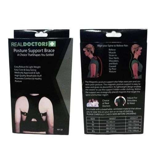 Real Doctors Posture Shoulder Back Support Brace - Black.