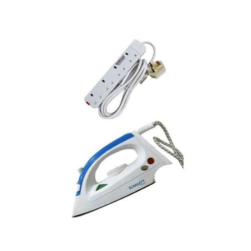 Scarlett Flat Iron & 4 Power King Extension Cable - Silver , White
