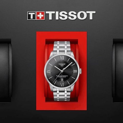 Tissot Men's T0994071105800 Chemin Des Tourelles Powermatic 80 Analog Display Swiss Automatic -Silver Tone Watch
