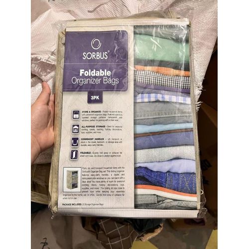 3-Pack Clothes Storage, Foldable Blanket Storage Bags, Storage Containers For Organizing Bedroom, Closet, Clothing, Comforter, Organization And Storage With Lids And Handle, Gray