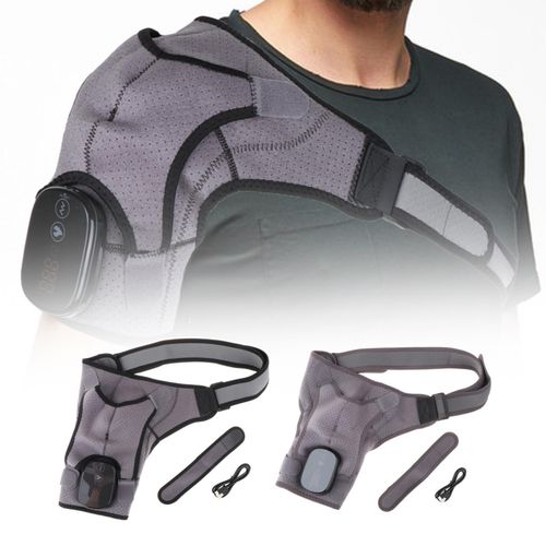Heated Shoulder Brace Wrapping  Gray Black