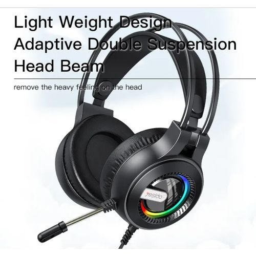 Yesido RGB Light Professional Gaming Headset  With Metal Earing-Black