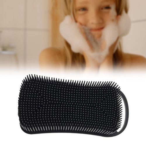 Soft Silicone Body Scrubber Bath Brush Scalp Massager Dual Use Black