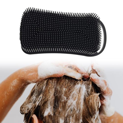 Soft Silicone Body Scrubber Bath Brush Scalp Massager Dual Use Black