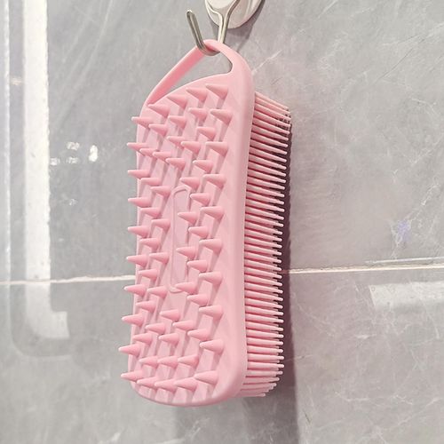 Soft Silicone Body Scrubber Bath Brush Scalp Massager Dual Use Black