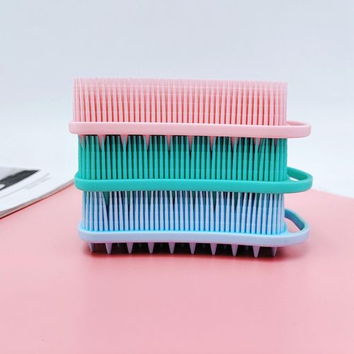 Soft Silicone Body Scrubber Bath Brush Scalp Massager Dual Use Black