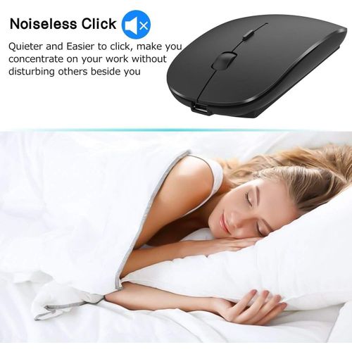 Tecsa Bluetooth Wireless Mouse, Dual Mode Slim Rechargeable Wireless Mouse Silent Cordless Mouse with Bluetooth 4.0 and 2.4G Wireless, Compatible with Laptop, PC, Windows Mac Android OS Tablet (Black)