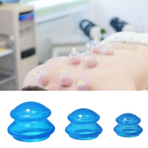 3 Pieces Professional Vacuum Cupping Silicone Cupping Blue