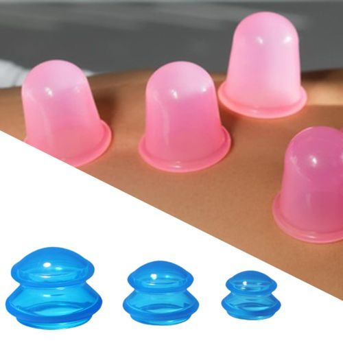 3 Pieces Professional Vacuum Cupping Silicone Cupping Blue
