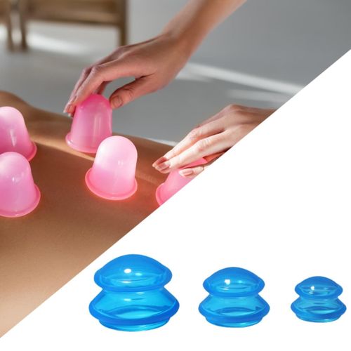 3 Pieces Professional Vacuum Cupping Silicone Cupping Blue