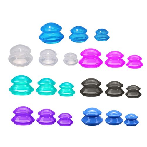 3 Pieces Professional Vacuum Cupping Silicone Cupping Blue