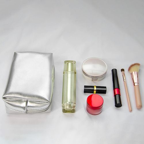 Small Makeup Bag PU Leather Toiletry Purse Cosmetic Square