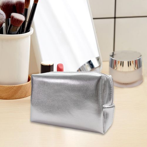 Small Makeup Bag PU Leather Toiletry Purse Cosmetic Square