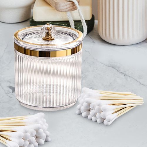 Makeup Cotton Swab Ball Pad Holder With Lid Cosmetic Clear