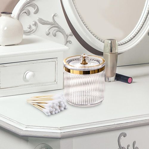 Makeup Cotton Swab Ball Pad Holder With Lid Cosmetic Clear