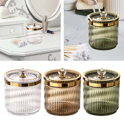 Makeup Cotton Swab Ball Pad Holder With Lid Cosmetic Clear