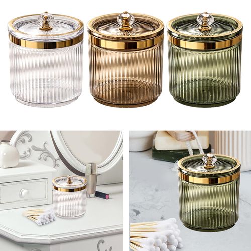 Makeup Cotton Swab Ball Pad Holder With Lid Cosmetic Clear