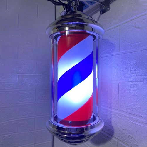 Barber Pole Light Stripe Rotating Hair Salon Shop Sign For