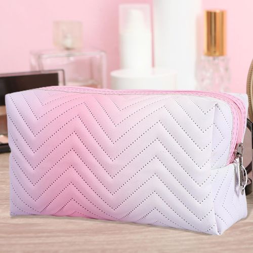 Portable Cosmetic Bag Storage Case Gifts Gradient Pink
