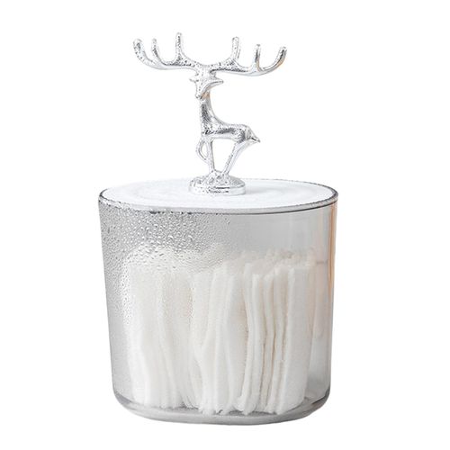 Cotton Swabs Holder With Lid Organizer Jar Storage Argent