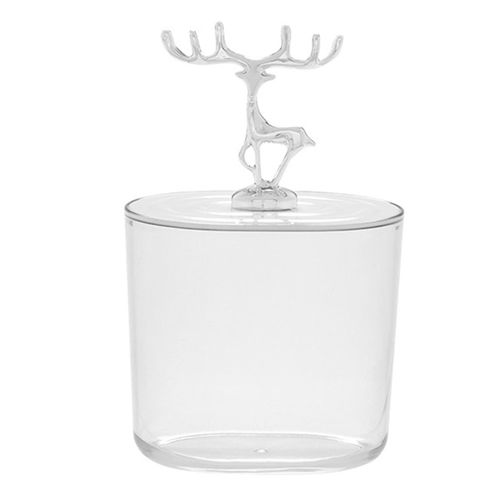Cotton Swabs Holder With Lid Organizer Jar Storage Argent
