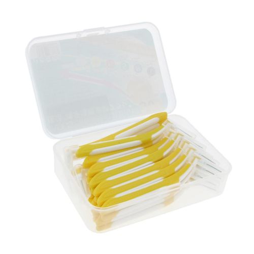 30Pcs Interdental Brush Micro L-shaped Gap Floss Toothpick Yellow