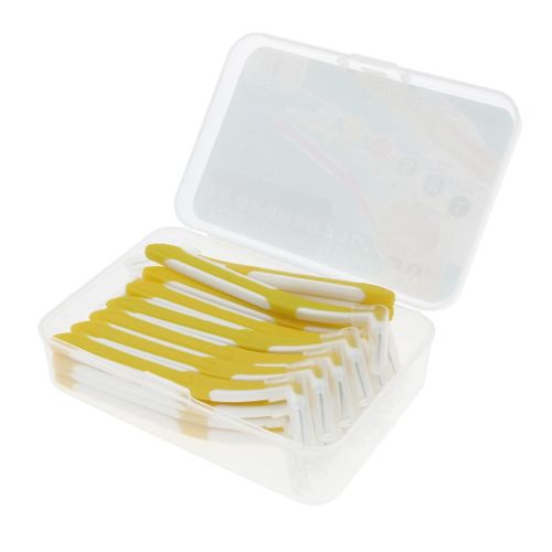 30Pcs Interdental Brush Micro L-shaped Gap Floss Toothpick Yellow
