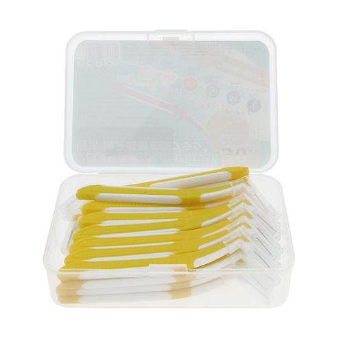 30Pcs Interdental Brush Micro L-shaped Gap Floss Toothpick Yellow
