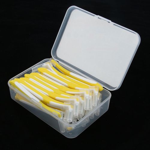 30Pcs Interdental Brush Micro L-shaped Gap Floss Toothpick Yellow