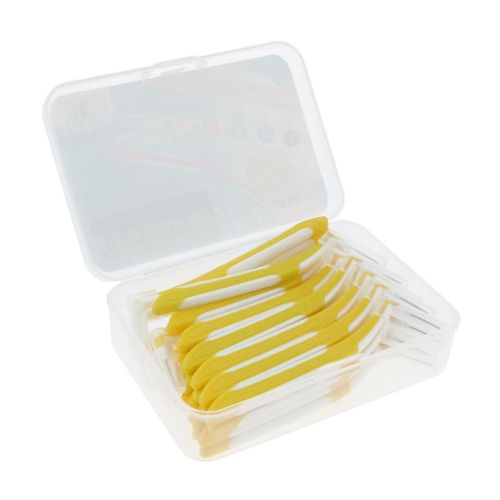 30Pcs Interdental Brush Micro L-shaped Gap Floss Toothpick Yellow