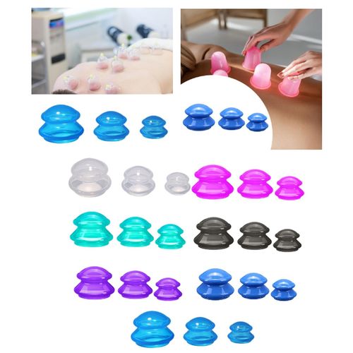 3 Pieces  Massage Cup Professional Vacuum Blue