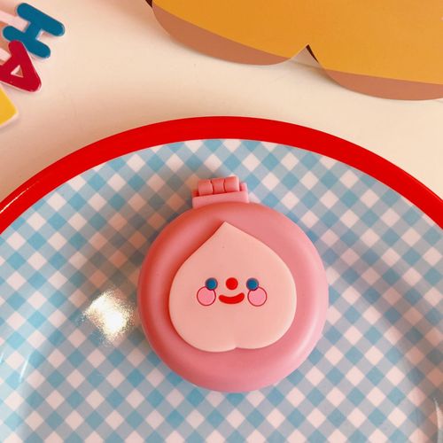 Small Mirror With Brush Portable Travel Mirror Hair Peach