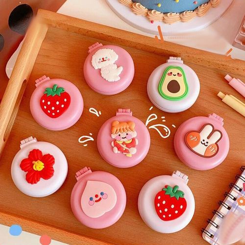 Small Mirror With Brush Portable Travel Mirror Hair Peach
