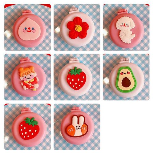 Small Mirror With Brush Portable Travel Mirror Hair Peach