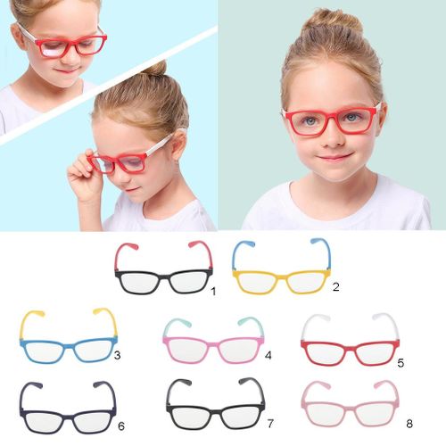 Fashion Anti-blue Light Silicone Eyeglass Children Black Black + Red