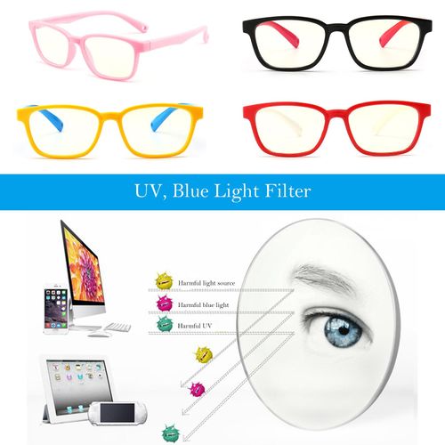 Fashion Anti-blue Light Silicone Eyeglass Children Black Black + Red